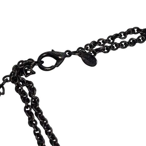 Vintage Chicos Faux Turquoise And Silver Tone 7 Strand Bib Necklace (5445) - Picture 6 of 7